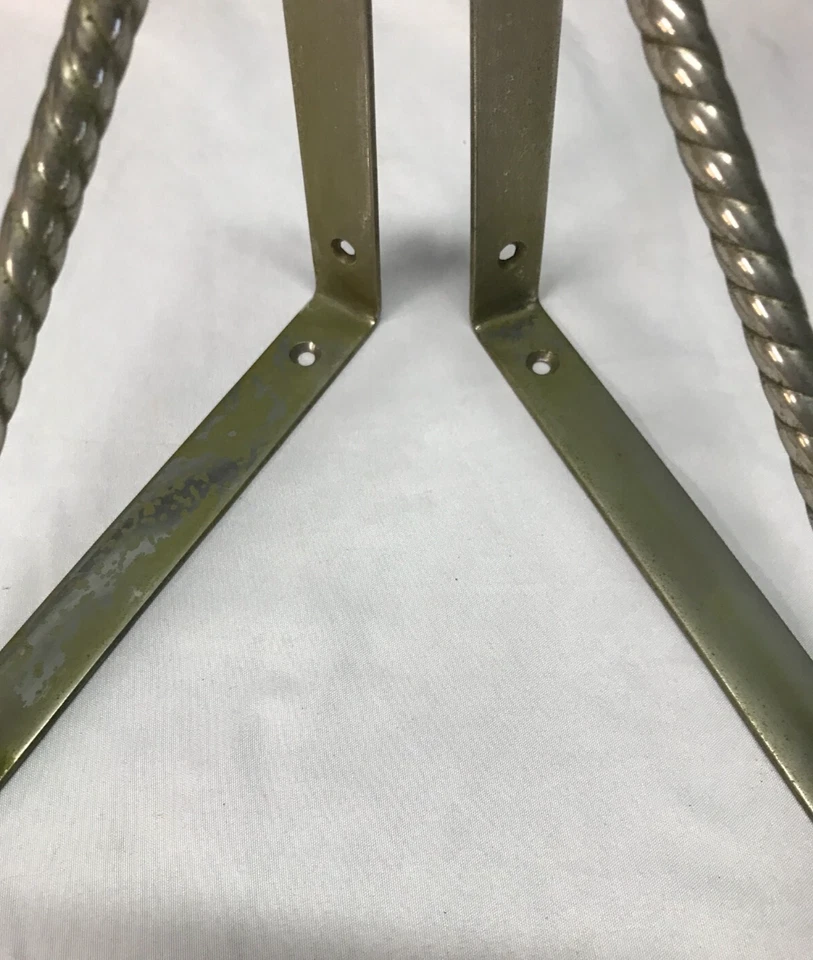 De Colección Pequeño Par de Soportes de Soporte de Estante de Latón Niquelado Cuerda Giratoria Antiguo 859-25B Foto 4 de 4