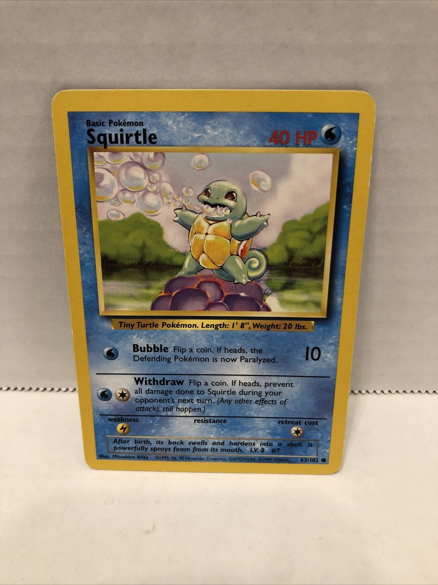 SQUIRTLE - Base Set - 63/102 - Pokemon Card - 1999 - WOTC - Non