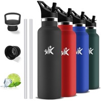 Trinkflasche Edelstahl, Trinkflasche 1L, Wasserflasche Mit Strohhalm, Bpa-Frei,
