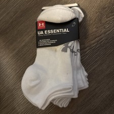 Under Armour UA Essential No Show Socks 6 Pair Women 6- 9 White