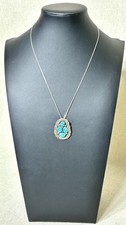 Sterling Silver Turquoise Four Stone Pendant Signed Spencer Southwest Native