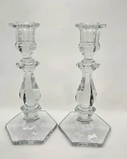Vintage HEISEY Glass Candleholders Old Williamsburg