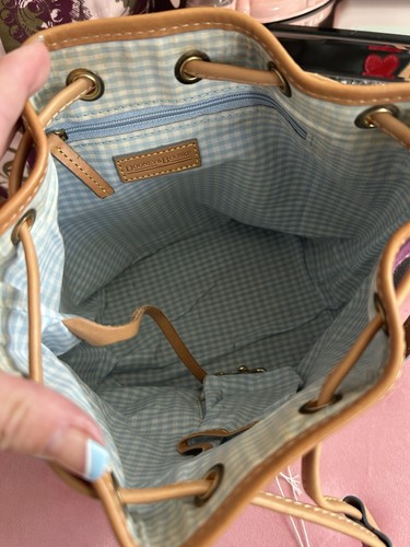 NWT Dooney & Bourke Lindsay Lohan Charm Black Leather Mini Drawstring Bucket Bag - Picture 12 of 15