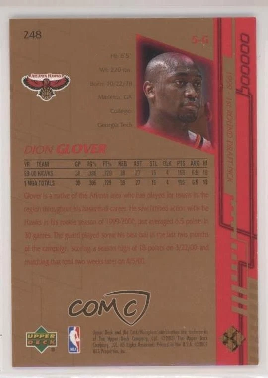 2000-01 Upper Deck Game Jersey Edition Dion Glover #248 - Image 2 of 2