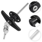 Door Handle With Lock T-shaped Lockable Garage Replacement Black