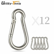 12 Pack 304 Stainless Steel Carabiner Clip Snap Hook For Chains Ropes 440 Lbs