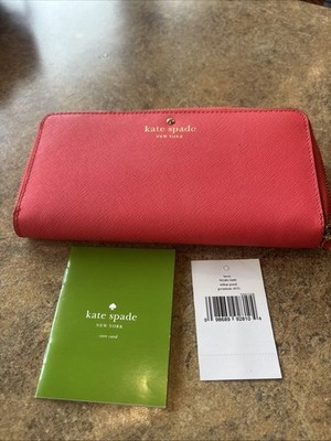 NWT Kate Spade Patent Leather Lacey Wallet, Mikas Pond Design & Color: Geranium