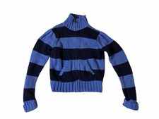 Polo Ralph Lauren Girls 6 Blue Navy Striped Chunky Knit Zip Cardigan Pink Pony