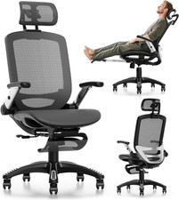 Ergonomic Office Chair with Footrest, High Back Home Desk Chair - 3D Headrest, F