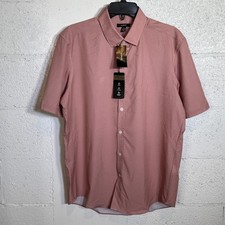 Alfani Men's Geometric Button Front Performance Shirt, pottery clay Medium 50