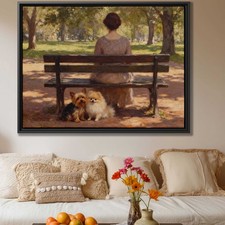 Oil Painting Dog Canvas Print Yorkshire Terrier Pomeranian Wall Art Decor