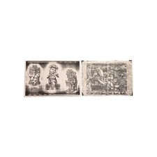 Lot of 2 Traditional Style Tattoo Flash Sheets Shop Used 11"x17"