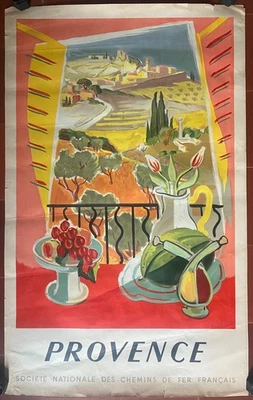 Affiche Tourisme PROVENCE Jal SNCF Chemins de Fer 62x100cm 1945 - Photo 1/4