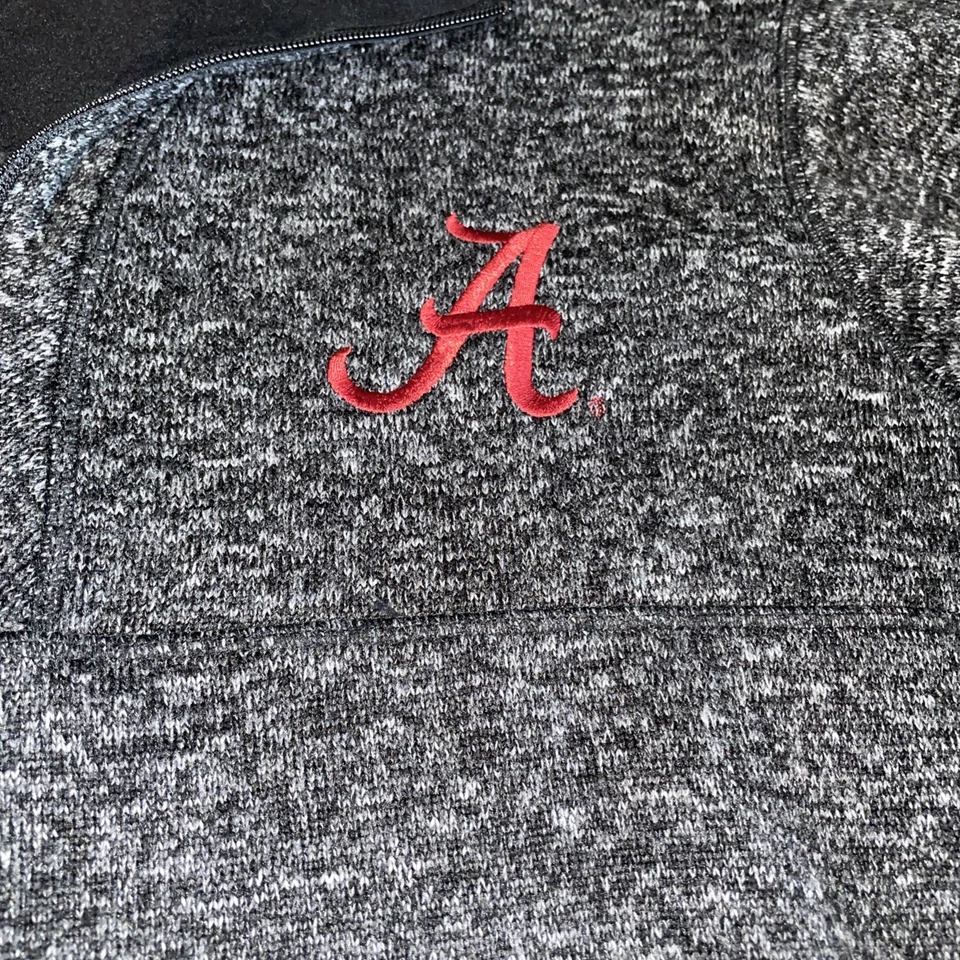 Pullover Alabama Crimson Tide Antigua para Hombres 2XLT Negro Bordado 1/4 Cremallera Cálido A2 Foto 3 de 4