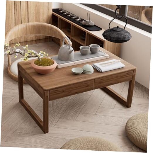 Japanese Low Tatami Tea Table in Natural Bamboo Brown