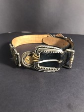 Brighton Museum Collection Belt Greco Roman Coins Black Croc Leather SMALL 1995