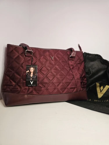 Vanessa Williams  Quilted Laptop Shoulder Bag Burgundy New W/Dust Cover