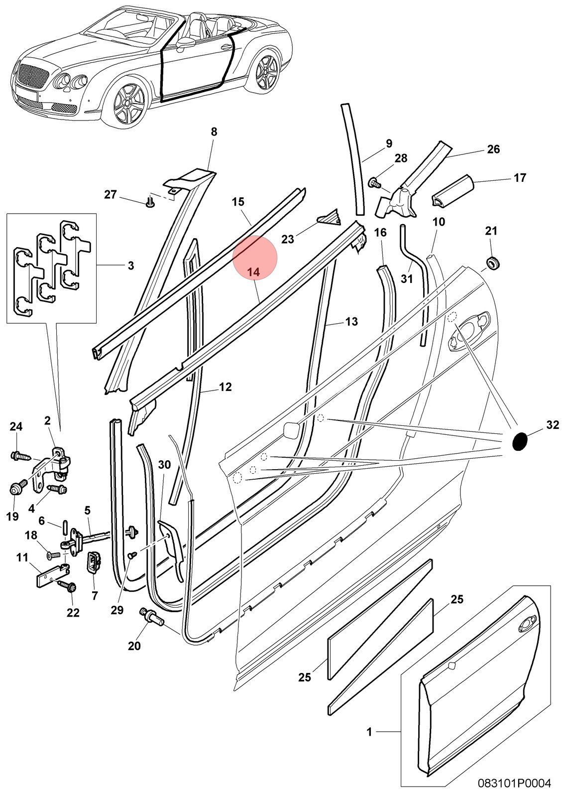 07-11 BENTLEY CONTINENTAL GTC FRONT RIGHT OUTSIDE WINDOW WEATHER SEAL MOLDING OE