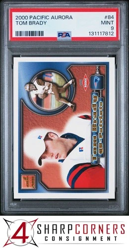 2000 PACIFIC AURORA #84 TOM BRADY RC PATRIOTS PSA 9