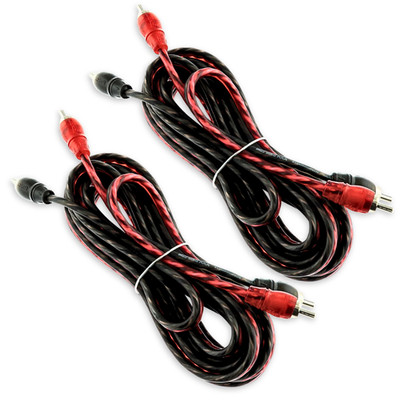 2x 12 ft 2-Channel RCA Cable Shielded Twisted Audio Signal Dual Interconnect