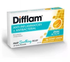 Difflam Honey & Lemon Lozenges 16 | Dual Action Soothing Relief UpoLife