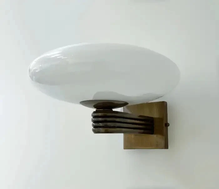 Stilnovo Styles White Glass Balls 1950s Sputnik Brass Italian Murano Wall Sconce - Image 3 of 4