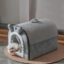 Small Dog House Indoor, Cat House with Door Curtain Design, Puppy House with ...