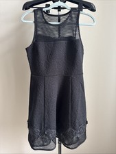 Express Black Rose Floral A-Line Fishnet Mesh Sleeveless Embossed Dress 8 NEW