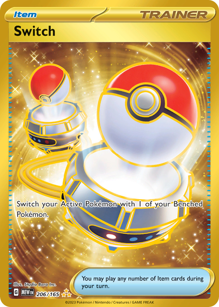 Switch 206/165 Hyper Rare 151 Pokemon Gold Holo Near Mint