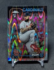 Drew Rom Raywave Refractor Rookie RC 2024 Topps Chrome Card #195 Cardinals. rookie card picture