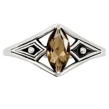 Natural Smoky Quartz - Brazil 925 Sterling Silver Ring s.8 Jewelry R-1727