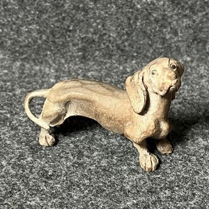 Hand Carved Wood Dachshund Dog Figurine Folk Art Small Vintage European * READ