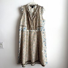 Marc By Marc Jacobs Silk Floral Patchwork Sleeveless Midi Dress Large Prairie **