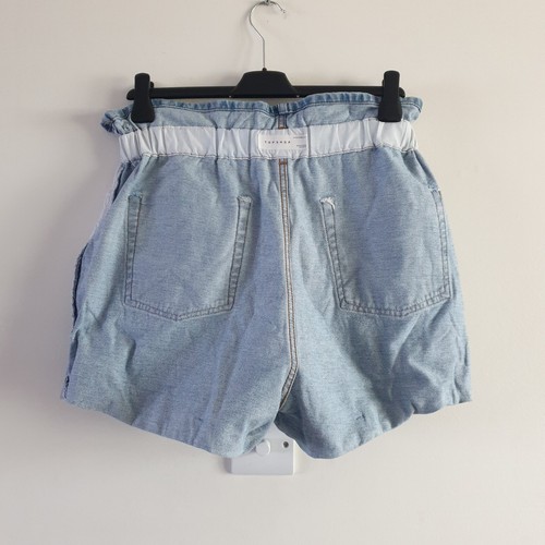Topshop Mom Paperbag Elasticated Waist Blue Denim Shorts Size UK 14 VGC - Picture 20 of 20