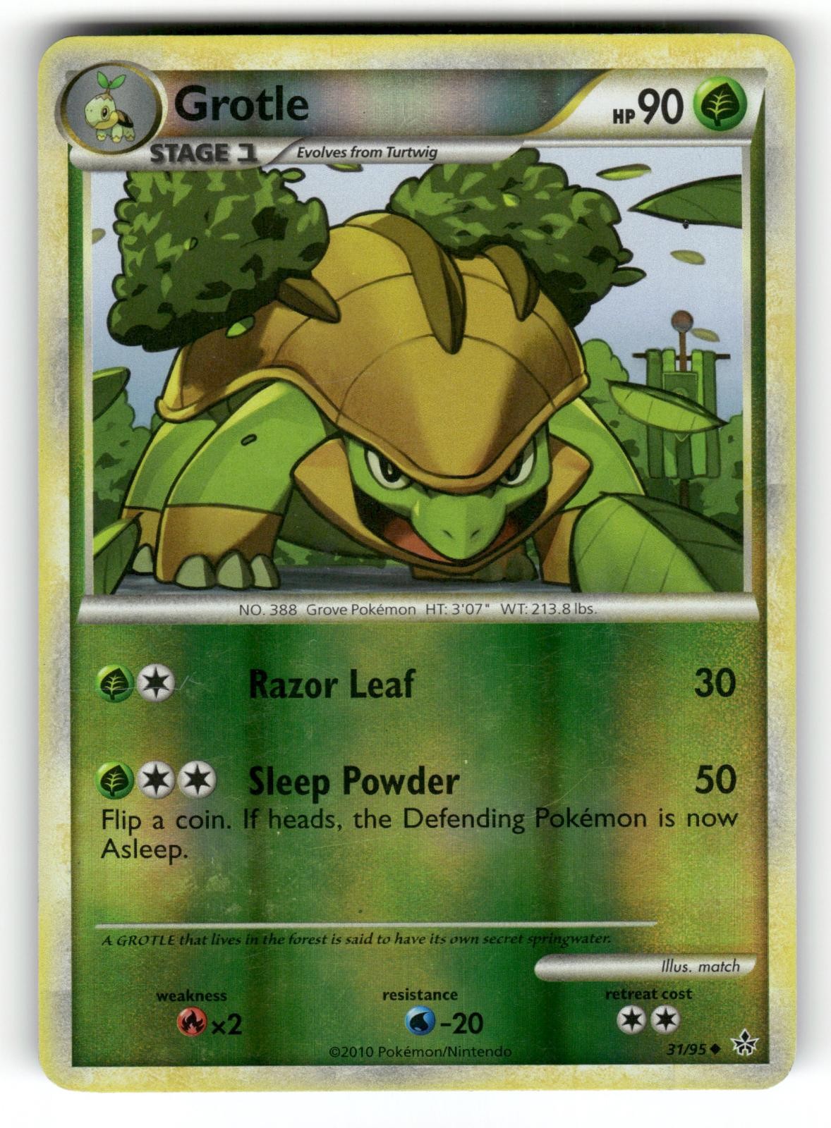 Grotle LP 31/95 Reverse Holo HGSS Unleashed Pokemon Uncommon