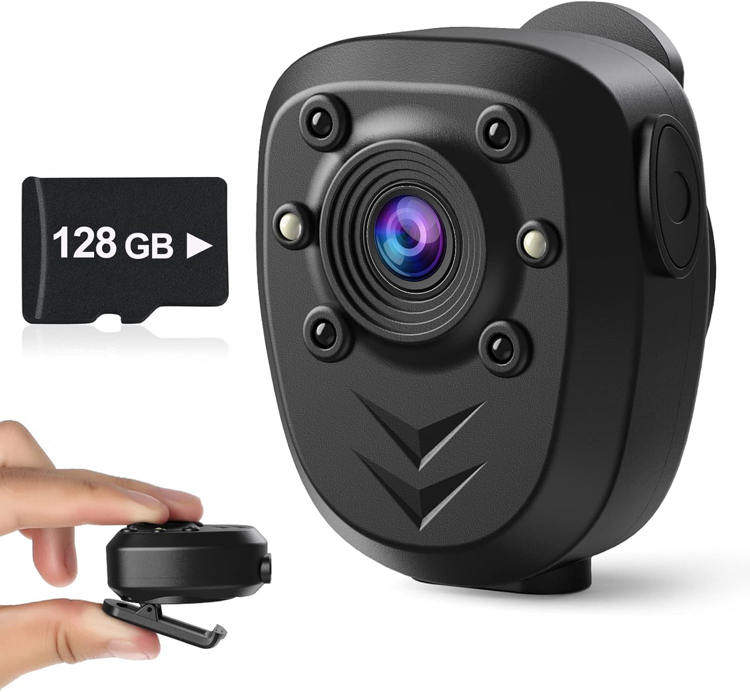 Mini Body Camera 1080P with Night Vision & 128GB Memory, Wea