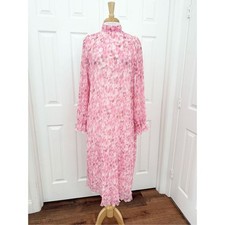 Ganni Georgette Accordion Pleated Midi Dress Pink Floral Size 36 4