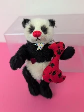 5.5" Deb Canham? Maybe Artist Bear Mohair Panda W/ Duck Cute Clown Nose #r
