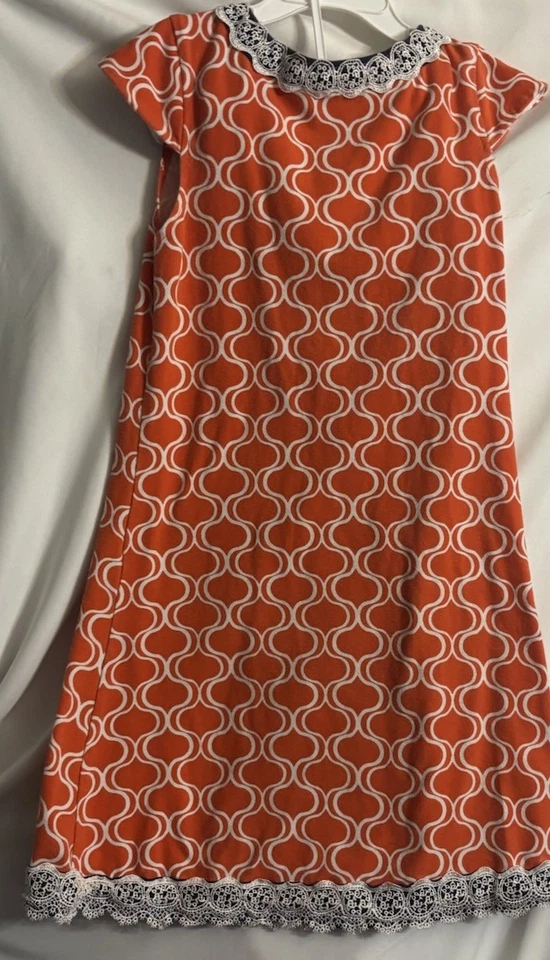 Vestido feminino COUNTING DAISIES tamanho 10 laranja quatrefoil acabamento especial de renda borla - Imagem 2 de 4