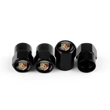Compatible with Porsche 4Pcs Tire Valve Stem Caps Black Anodized Aluminum Set
