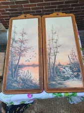 Antique Art Deco wood panel frames curved arch top thin Wonsmas Oregon cabin 