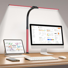 LED Desk Lamp for Home Office, Eye-Caring Desk Light with Clamp, 24W Double Head