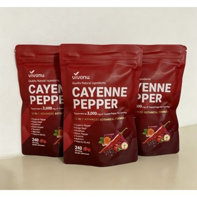 3 Pack Vivonu Cayenne Pepper 12-in-1 Softgels, 240ct, Circulation & Vitality