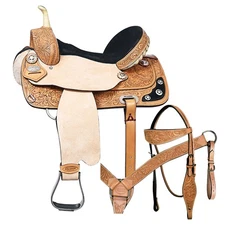 HILASON Western Horse Treeless Trail Barrel American Leather Saddle Tack | for