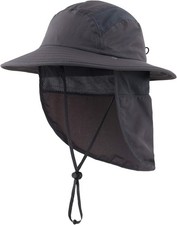 Home Prefer UPF 50 Boys Sun Hat with Neck Flap Wide Medium-Large, Dark Gray
