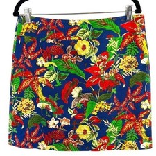 Talbots Tropical Hawaiian Floral Print Cotton Skirt Size 8 Vacation Summer