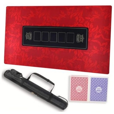 Foldable Casino Quality Poker Mat | Water Resistant Poker Red 47 X 27 Inch