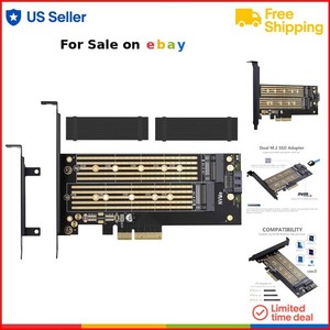 Dual M.2 PCIe Adapter for SATA NVMe SSD Advanced Heat Sink Solution Ship