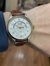 Wegner Swiss Military GMT Watch Men 42mm Silver Dial Two Tone Date 79306C Swiss