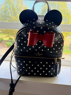Kate Spade New York Polka Dot Bow Backpack Black White Disney
